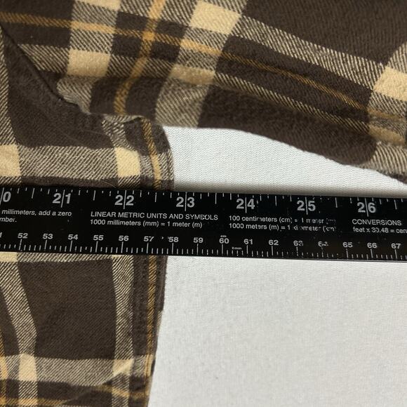 Vans Long Sleeve Button Up Flannel Shirt Mens Size Large Classic Fit Brown Plaid - Picture 9 of 12